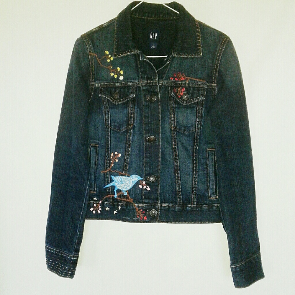 Jean Jacket With Butterfly Embroidery